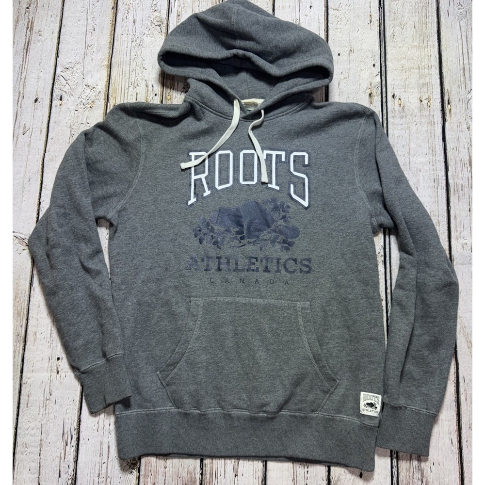 Roots Athletic Canada‎ Grey Fleece Sweatshirt Hoodie Unisex Adult Sz Small NWOT